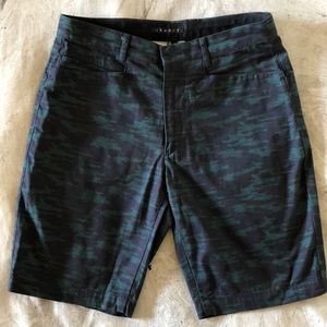 THEORY blue/green camo inspired shorts 28W